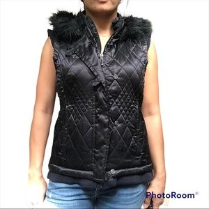 Womens Harley Davidson Quilted Satin Hooded Vest, size Small